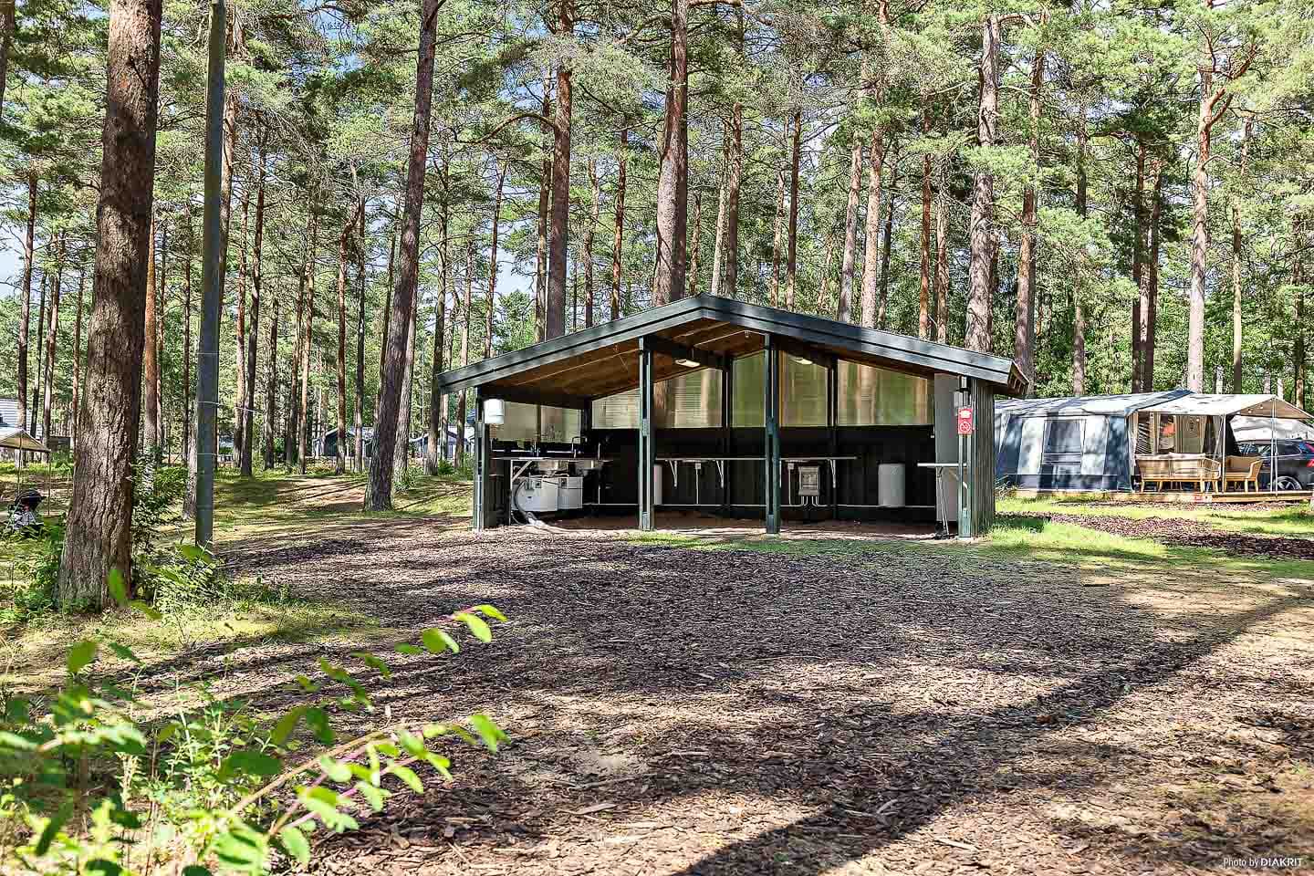 Utekök och latrintömning på campingen i Åhus