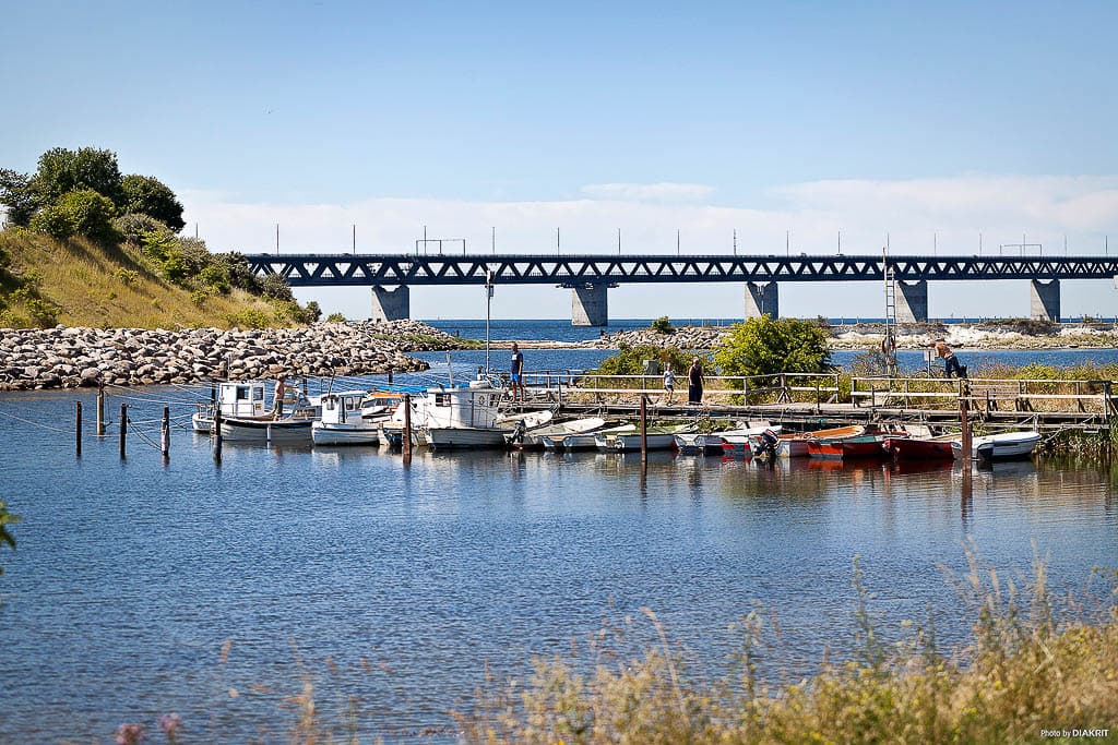 Camping i Malmö vid Öresund med utsikt över Öresundsbron